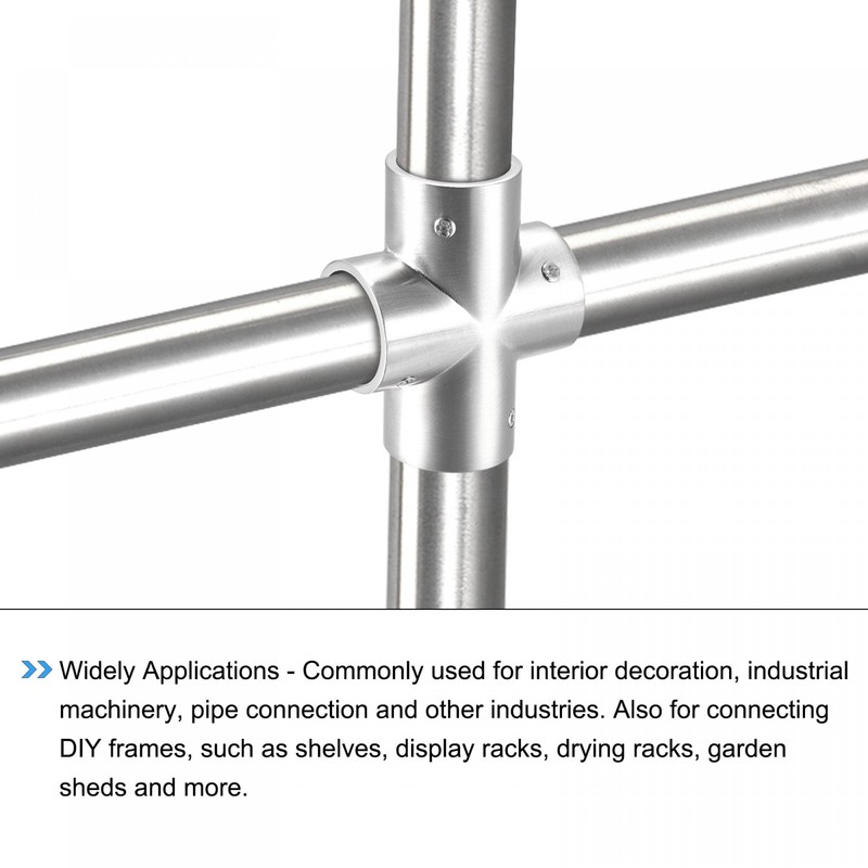 sourcing map Rail Cross Fitting 4-Way Zinc Alloy Pipe Connector