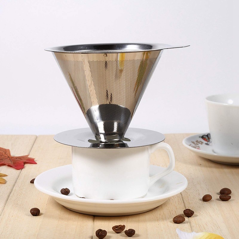 Pour Over Coffee Dripper, Stainless Steel Double Layer Coffee Filter