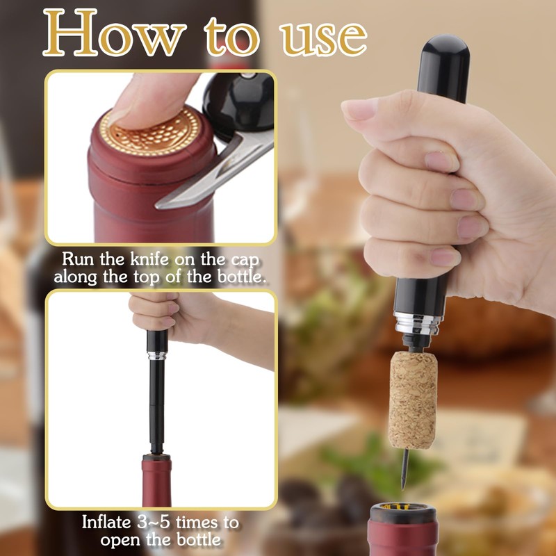 FBBULES 3 PCS Wine Opener Set, 2 in 1 Air