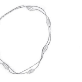 Vanbelle Sterling Silver Jewelry - Rhodium Plated with 925 Stamp - Designer Leaf Anklet - Elegant handcrafted Double layered Chain Anklet for Women - 9" long + 1" extender