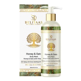 Belitaas Gel De Ducha De Miel Y Avena – Limpiador Vegetal, 300 Ml(10.14 Oz Líq.)| Sin Sulfatos, Sls Ni Parabenos, Enriquecido Con Vitaminas, No Irritante | Hidratante Y Suave Para Piel Sensible Y