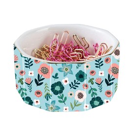 YOSCO Ceramic Paper Clip Holder Paper Clip Dispenser Organizer for Desk Cute Office Binder Clip Holder Bobby Pin and Hair Clip Holder (03-Flower)