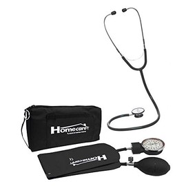 HOMECARE, Kit de Baunómetro con Estetoscopio profesional Duplex, Para monitorear la presión arterial, Para médicos, estudiantes y enfermeras, Incluye estuche y llave para calibrar, Color negro.