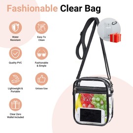 LIWEGHT Clear Bags Stadium Approved Clear Tote Bag for Women and Men Clear Purse Bag with Zipper Closure Crossbody Shoulder Bag with Adjustable Strap for Concerts Sports Events