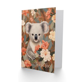 Artery8 Thank You Greeting Card Cute Happy Koala in Flowers For Her