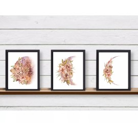 Set of 3 Moon Phases Gorgeous Floral Unframed Wall Art Prints Home Decor