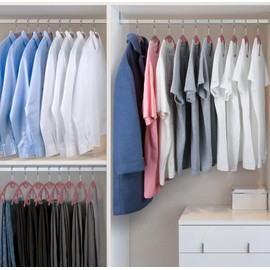 IEOKE Velvet Hangers, 50 Pack No Shoulder Bumps Ultra Thin Space Saving 360 Degree Swivel Heavy Duty Hook Durable Hanger for Suit Sweaters Coat Jackets Shirts Dresses (50 Pack, Pink/Multi)