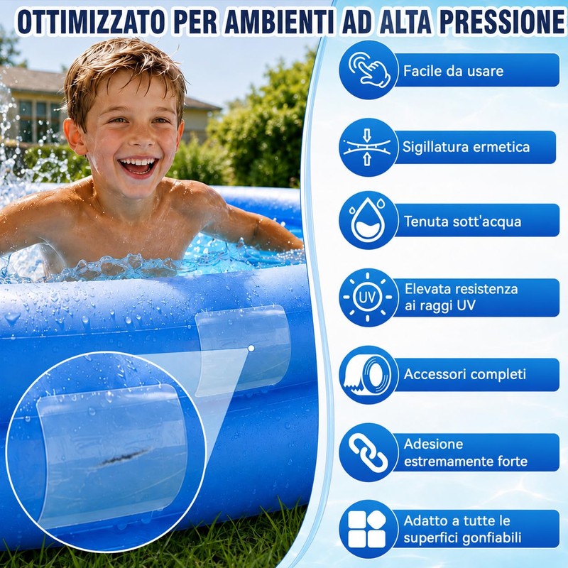 HuakChai Kit Riparazione Piscina, Nastro Impermeabile Subacqueo, Set di Toppe