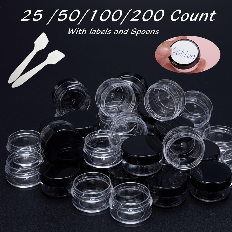 50 Count 3 Gram Sample Containers, Clear Lip Balm Containers