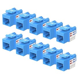 Cable Matters Paquete de 10 conectores Keystone RJ45 Cat6 con certificación UL (conector Keystone Cat 6, Cat6) en azul