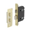 Satin Brass Bathroom Mortice Lock for Doors - 63mm /