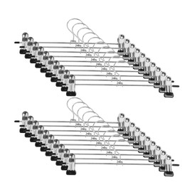 YORKING Trouser Hangers, 20 Pack Skirt Pant Hangers Metal Clips Adjustable Coat Hangers Space Saving Non-Slip Closet Organizer for Scarfs Jeans Clothes Skirt Towels