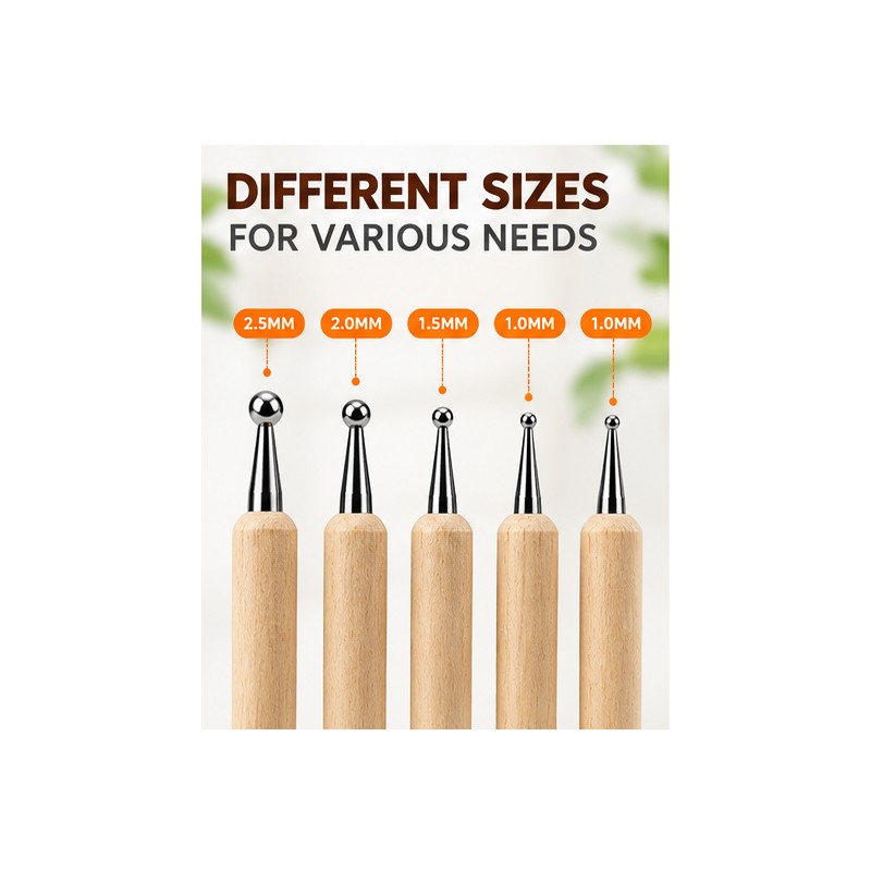 5-Piece Double-Ended Ball Stylus Set for Clay and Pottery