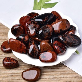 Erliway Erliway Red Obsidian Healing Crystal Stones, 1.25-2.0" Large Reiki Healing Gemstones Natural Tumbled Polished Stones for Energy Witchcraft Therapy Meditation