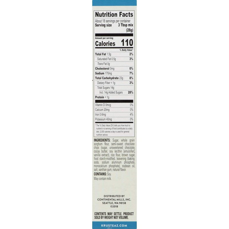 Krusteaz Gluten Free Chocolate Chip Cookie Mix, 18 Ounce, Pack
