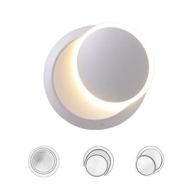Chrasy Modern Wall Sconce 5W LED Wall Light Lighting Direction Adjustable 3000k Warm White Indoor Hardwired Wall Lamp for Bedside Kitchen Hallway Staircase Aisle (White)