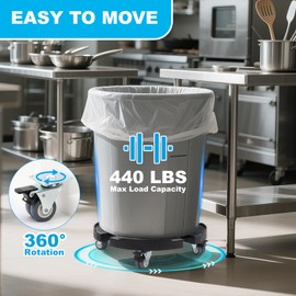 Humagineer Trash Can Dolly Wheels, Adjustable 15-19 Inch Round Roller with Locking Wheels 440 LBS Heavy Duty Drum Cart Multi Function Rolling Dollies Stand Plant Caddy(2 Packs, Black)