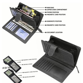 Cartera larga unisex retro de piel sintética para hombre, monedero doble, carteras con bloqueo RFID con ranuras para tarjetas, tarjetero con clip minimalista multibolsillo, regalo para padre, marido, novio