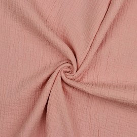 VmG-Store Double Gauze Muslin Fabric Oeko-Tex + GOTS Certified Plain Sold by the Metre Over 40 Colours 100% Cotton (007 I Old Rose, 200 x 135 cm)