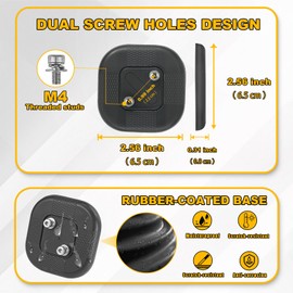 2 Pack Large Magnetic Base Heavy Duty with 1 Inch Dual Screw Holes, Strong Rubber Coated Magnets Hooks Mounting 60 LBS Holding Power with M4 Threaded Studs for Tools, Led Lighting Bar, Camera
