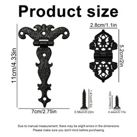Pack of 12 Antique Retro T Hinges, Foldable Vintage Zinc Alloy Gate Hinges for Wooden Box, Bookshelf, Furniture, with Mounting Screws