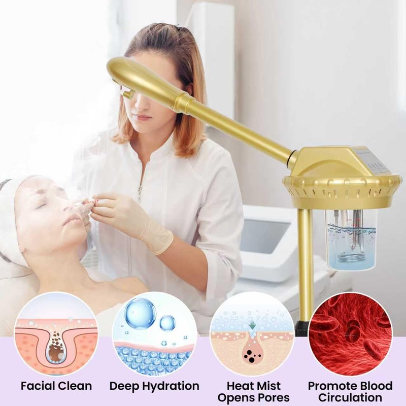 Wuissvnb Professional Facial Steamer,Deep Cleansing and Hydration Gold
