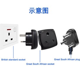JORINDO South African Plug to British Plug Travel Converter，British Standard Male 3-pin to Great South Africa 3-Hole Socket AC Power Converter.UK, Ireland, China Hong Kong Travel use，with 13A Fuse