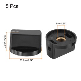 QUARKZMAN Potentiometer Knobs Bakelite 26.5 x 15.5 mm Volume Control Knob Cap for Guitar Bass, Volume Control, Audio 6 mm Hole with 5 Pieces Set Screw Black 5 Pieces