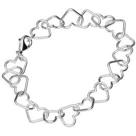 NKlaus Bracelet 925 Sterling Silver 19 cm Heart Chain Women's Designer Bracelet Chain Exquisite 12775, Sterling Silver