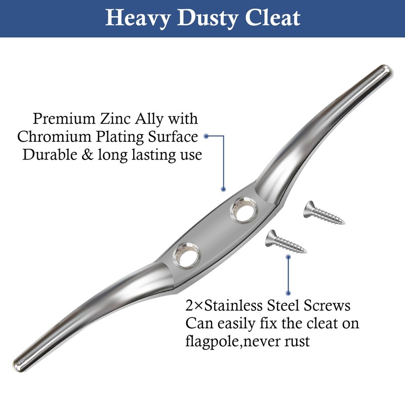 NQ Flag Pole Cleat Hook -6 Inch Zinc Alloy Blind