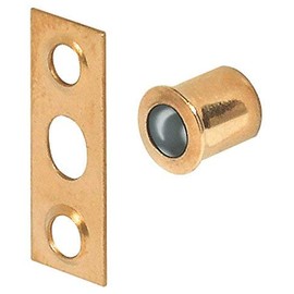 Gedotec Furniture Catch Ball Catch Diameter 8 mm Depth 8.5 mm Door Catch for Pressing In Brass-Plated Steel Door Lock with Counter Plate Furniture Fittings Pack of 5