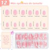 120 Uñas Postizas Francesas Cuadradas, Rosa Nude, 12 Tamaños