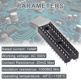 DAOKAI DIP IC Socket Adapter, 2.54mm Pitch Electronics, Component, PCB Mount, Double Row Flat Pins for Soldering IC Sockets for Integrated Circuits (28 Pin, 50 Pack)
