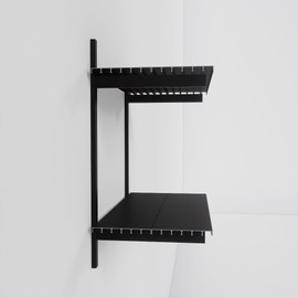 Modern Shelving - 24in Wall Bookshelf Black Powder Coated Aluminum Shelf System - 2 for Wall Mounted Shelves - Kit Includes Hardware and Shelves - 24 W x 24 H x 12.5 D Inches