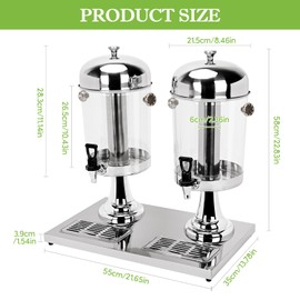 GOOFCXO Beverage Dispenser, 4.4 Gallon/16-L Stainless Steel Drink Dispenser, Commercial Beverage Dispenser Cold Drink Dispenser with Centre Ice Core and Stand Drip Trays for Parties Banquets Picnic