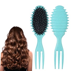 Boperzi Curly Hair Brush, Curl Brush, Boar Bristle Hair Brush Styling Brush, 2024 New Curly Hair Brush for Detangling for Combing Men and Women (Green)