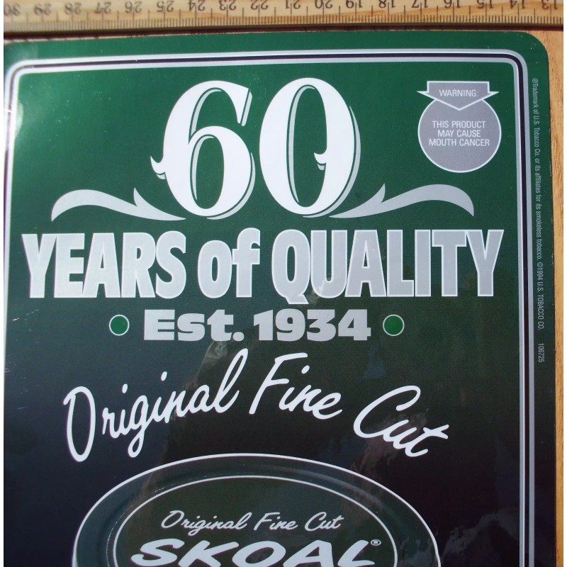 SKOAL "60 YEARS OF QUALITY" FRONT/BACK ENTRY DOOR DECAL 1994