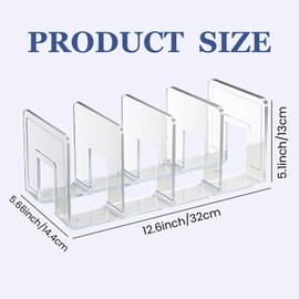 Files Holder 2pcs, Acrylic File Sorter, 4-Section Desktop File Folder Organizer Rack, Clear Desk Organizers, Purse/Handbag Organizer Office Document Sorter for Letter Cookbooks Home Office Supplies