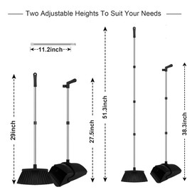 UDUK Broom and Dustpan Set, Household Broom with Dustpan Combo Set, 51" Long Handle, Dust Pan Set for Kitchen Office Lobby Floor