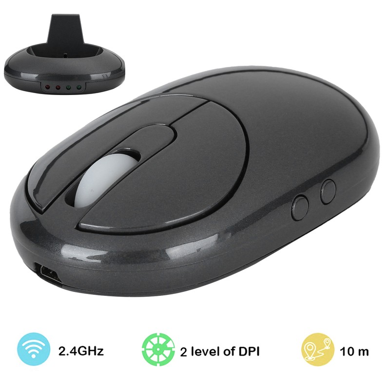 Wireless Mouse with Charging Base 4 Port USB Hub 5
