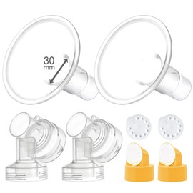Maymom Brand - Protector de pecho de 2 piezas de 25 mm, 2 conectores de base con válvula y membrana para extractores de leche de Medela seleccionados; protección media (30 mm)
