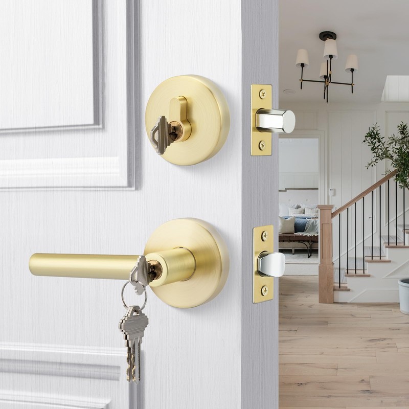 goldenwarm Exterior Deadbolt and Keyed Entry Door Handle Set, Heavy