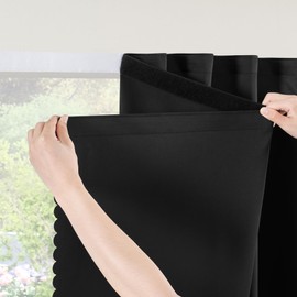 RYB HOME 100% Blackout Self Adhesive Portable Blackout Curtain, Black, W35 x L54, 1 Panel | Thermal Insulated No Drill Easy to Install in Bedroom Window