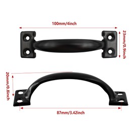 bociloy 12Pcs 4" Metal Gate Pull Handle, Vintage Barn Door Pulls Utility Door Handle Cabinet Drawer Pulls for Wooden Fences Garage Cupboard Dresser, Black