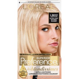 L'Oreal Paris Superior Preference Fade-Defying + Shine Permanent Hair Color, LB02 Extra Light Natural Blonde, Pack of 1, Hair Dye