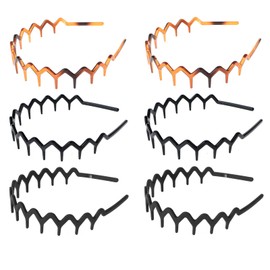 Styquenzer 6 PCS Zig Zag Headbands for Women Shark Tooth Headbands Plastic Head Bands with Teeth Zigzag Hoop U Shaped Hair Bands Wavy Headband Non Slip Trendy Hair Bands