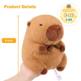 Ditucu Original Capybara Microwavable Weighted Stuffed Animal 2 lbs Heating Plush for Period Cramps Pain Plushies Toys Gifts for Kids Brown 9 inch