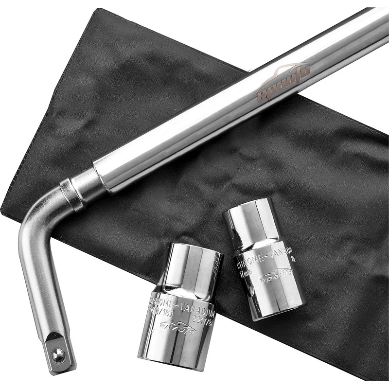 EPAuto Telescoping Lug Wrench, Wheel Wrench with CR-V Sockets (17/19,