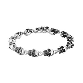 JJDreams Men's Stainless Steel Adjustable Skull Bracelet Titanium Steel Bracelet Gifts for Father Boyfriend Husband