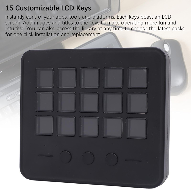 Stream Controller, Stream Control Deck with 15 Macro Keys, Customizable